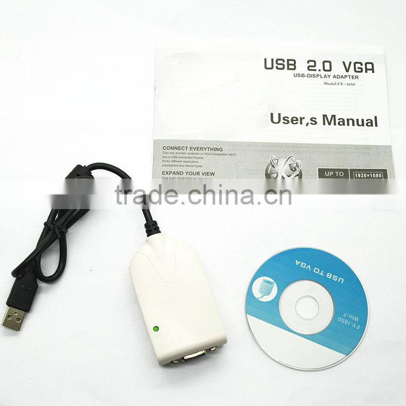 White color cable usb male to female vga adapter