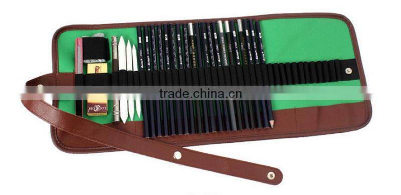 Factory Wholesale Drawing Sketching 36 Pieces Canvas Roll Up Pencil Case