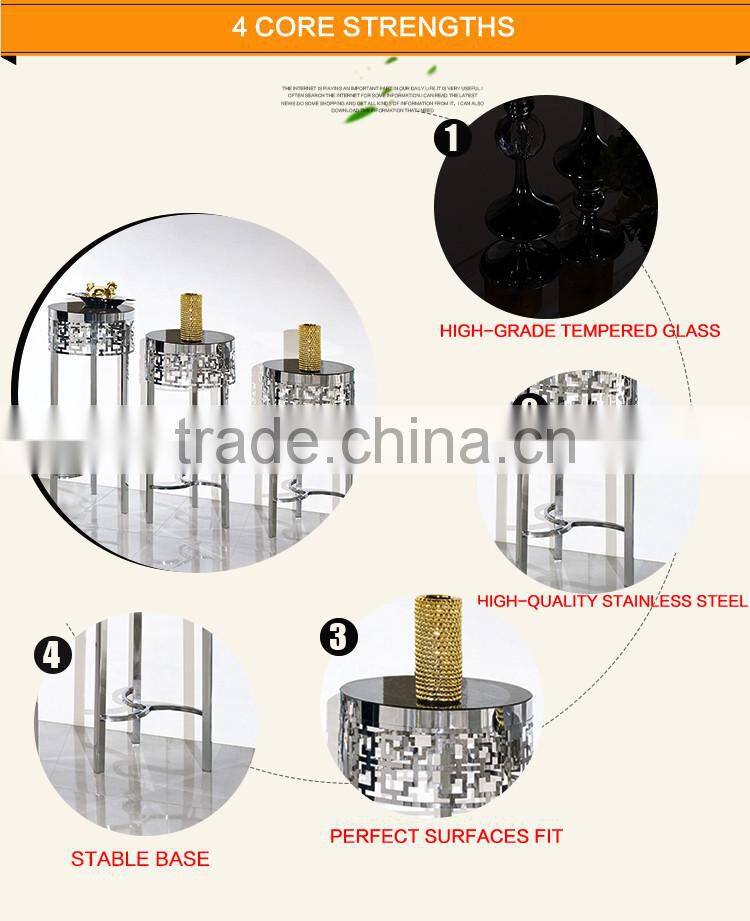Y08 Wedding Decoration Tempered Glass Metal Flower Vase Stand