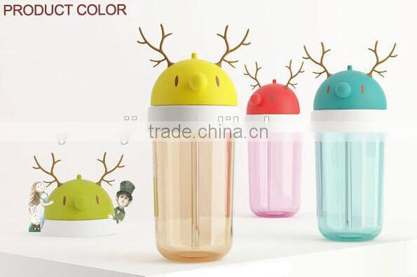 Supply fashion cartoon portable antlers straw cup (360ml)