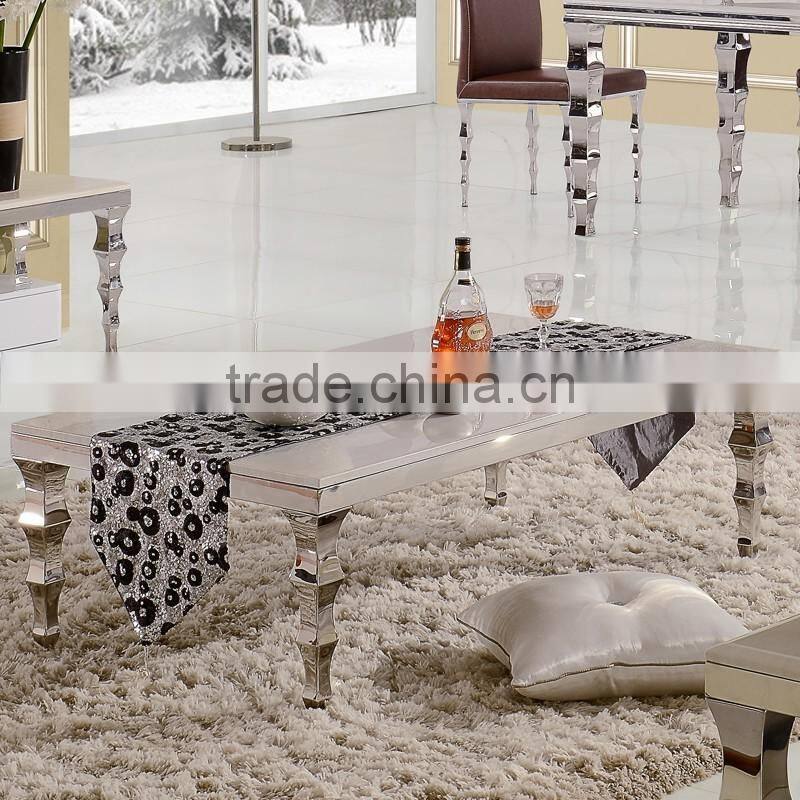 competitive price center coffee table with white marble top stainless steel legs
