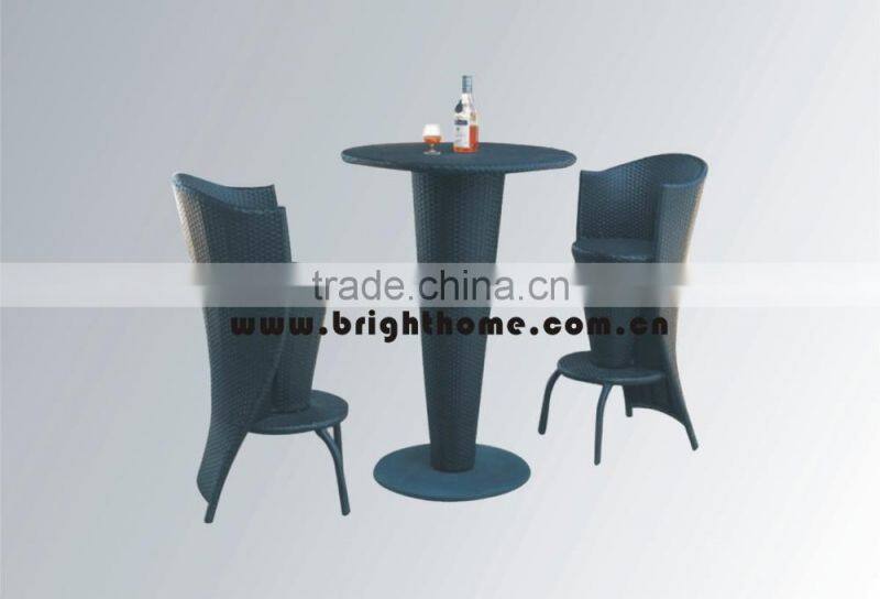 High Chair Rattan and Aluminum Bar Set