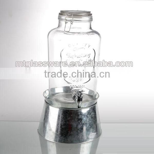 266oz cheap clear machine made dispenser with metal s'tand