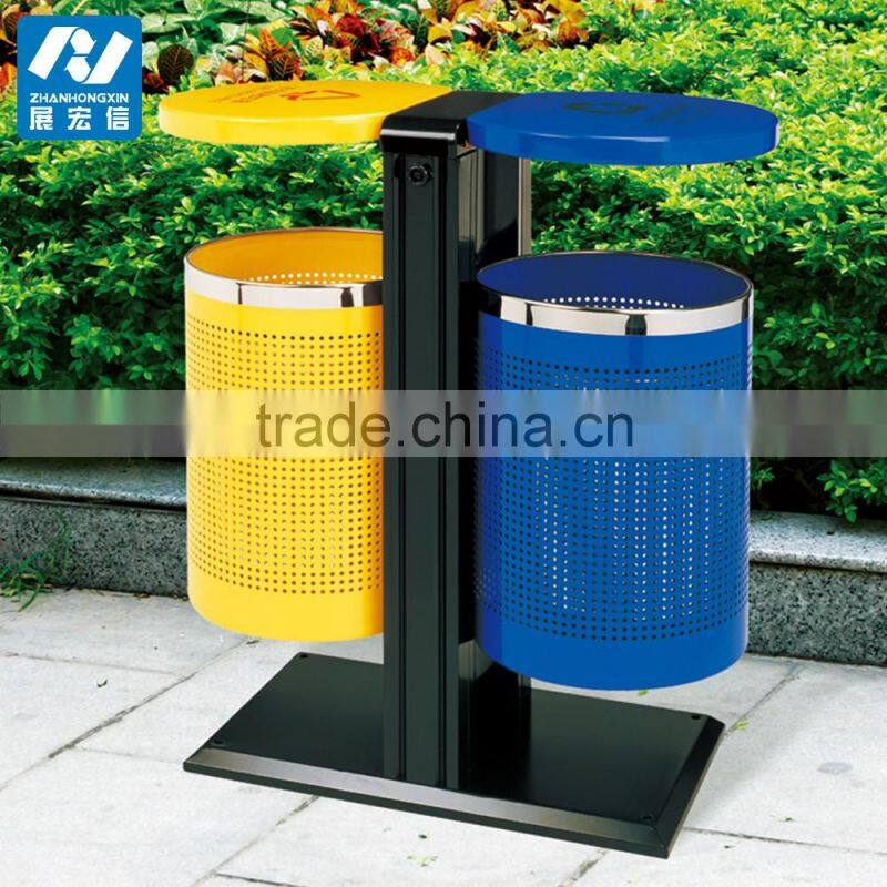Street Garbage Bin Wooden Outdoor Trash Bin