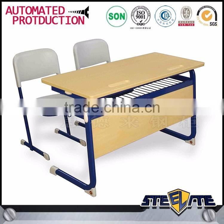 Modern Educational Furniture Classroom Plastic Double Desk and Chair