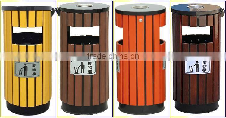 (HD-18202)Outside mobile wooden trash can