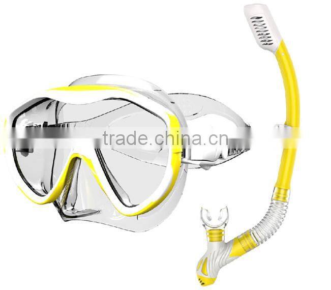 2016 black PU silicone swimming competition snorkel, diving masks and snorkel set(SK-901)