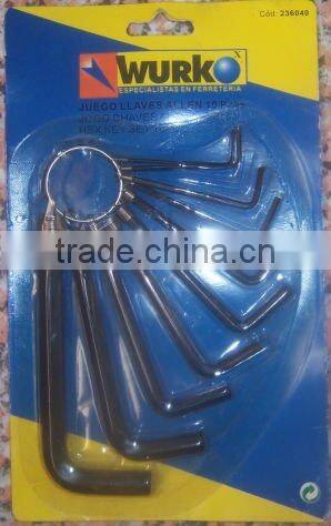 Carbon steel 10pc hand tool adjustable hex key wrench with black surface