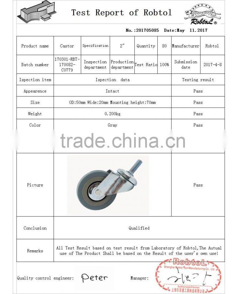 50mm Castor Wheel Caster Fixed Swivel Brake Rubber Nylon Pu TPR PP