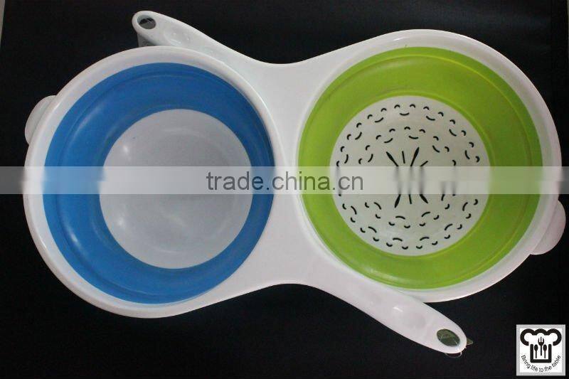 Foldable and colorful silicone food colander and strainer
