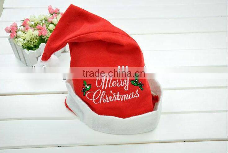 Christmas decoration hat/wholesale christmas hat in stock/cheap embroidery adult christmas hat