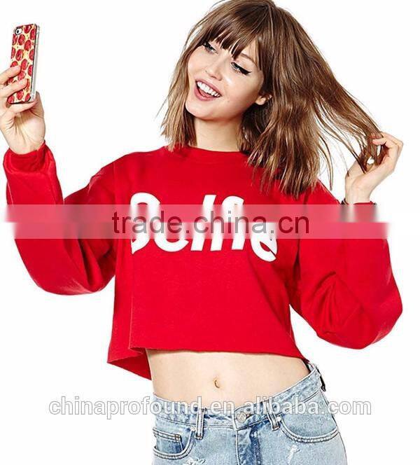Long Sleeve Crop Tops Sweatshirts For Women Wholesale Cropped Sweatshirts With Printing Logo