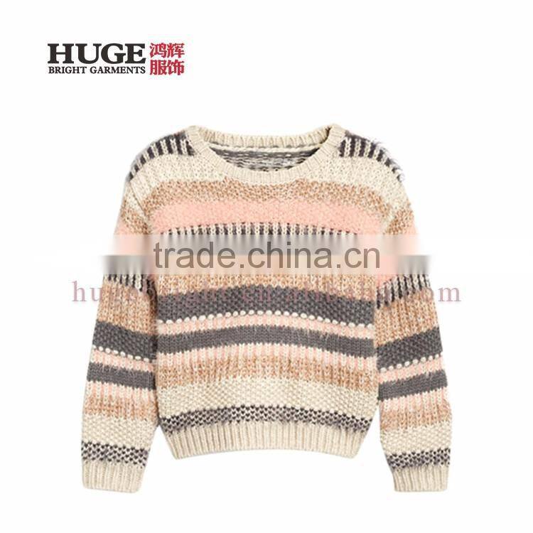 Long Sleeve Comfortable Multi Stripe Fluffy Children Sweater