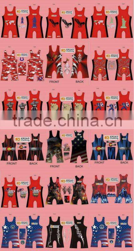 Sublimated custom-made wrestling singlets