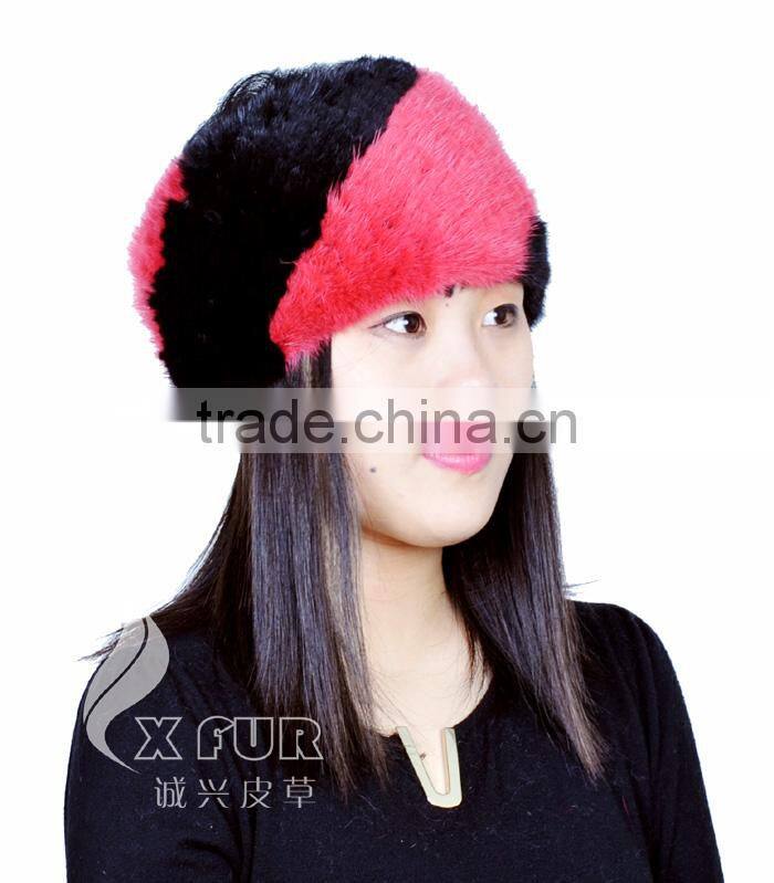 CX-E-28 2016 Wholesale Stock Popular Hair Headband Knitted Mink Fur Scarf