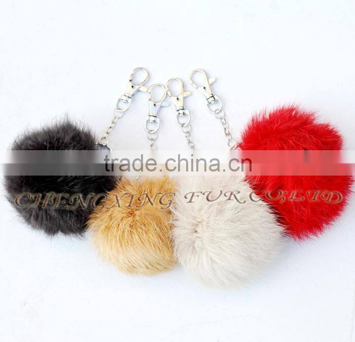 CX-R-36 Wholesale Fur Key Ring Real Rabbit Fur Balls