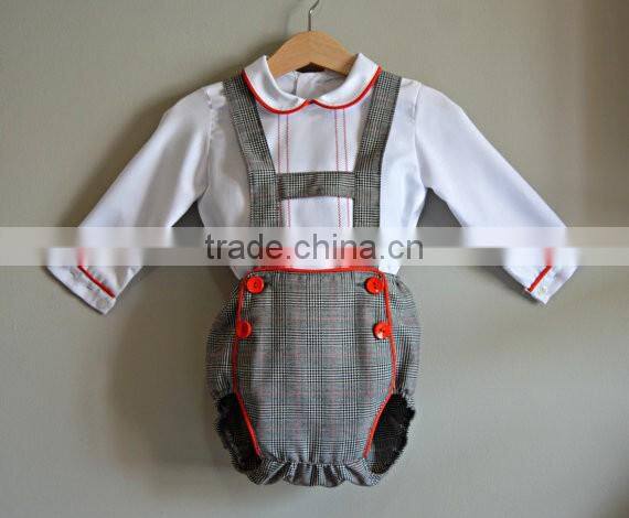 2017 New Design Summer Peter Pan Collar Long Sleeve Children Boys Romper Set