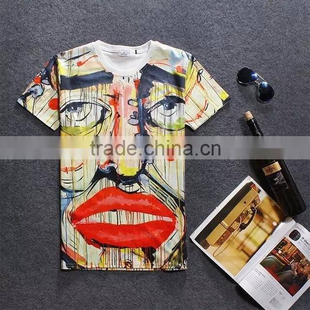 2016 brand clothes fresh from Europe and America Top hot men casual tshirt 3d clown Print Tee Tops 50 design