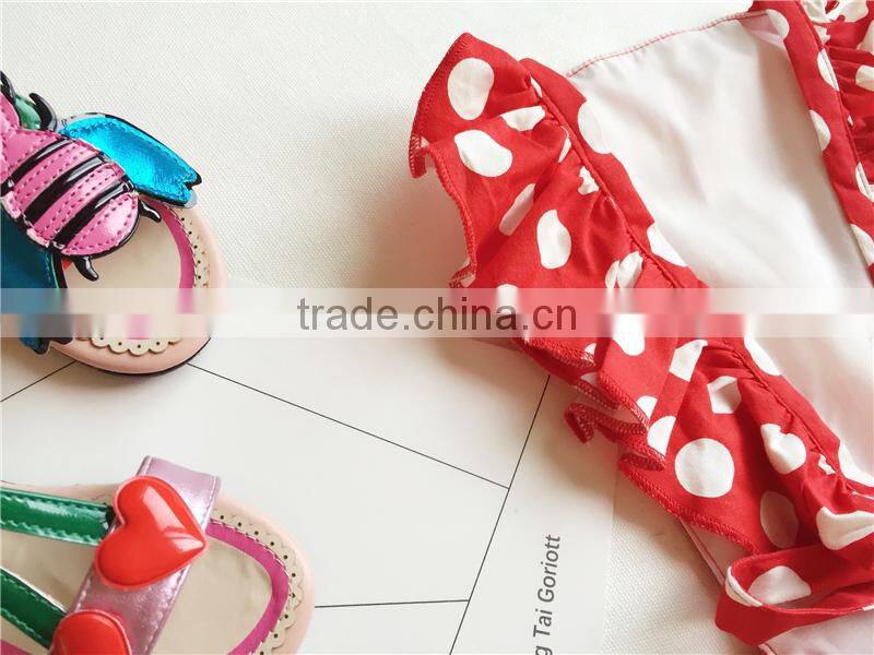 Wholesale bonds baby clothes polka dot jumpsuit baby girl romper flutter shoulder straps adjustable infant clothing