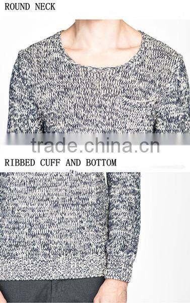2014 Hot sale old grey knitted ribbed men's pullover sweater