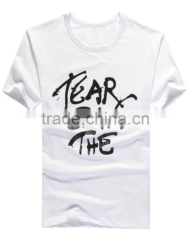 Wording fancy printed t-shirt made in China