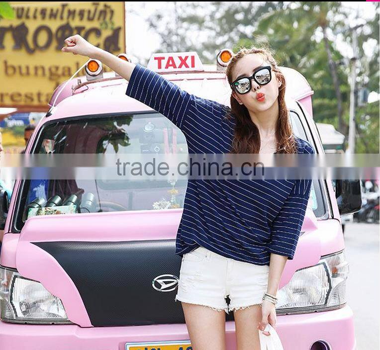 Female striped 7 minutes of sleeve T-shirt