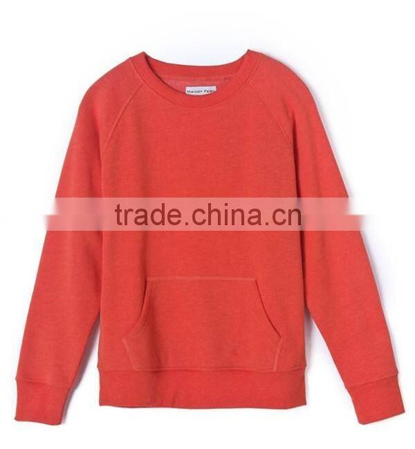 high quality simple womens pillover plain o-neck sweatshirts with pocket