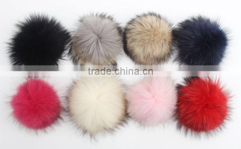 12-13cm Raccoon Fur Ball DIY Charm keyrings Fur Pom Pom Ball For shoes Headgear Hats Caps Pendant Chaveiro Scarves Accessory