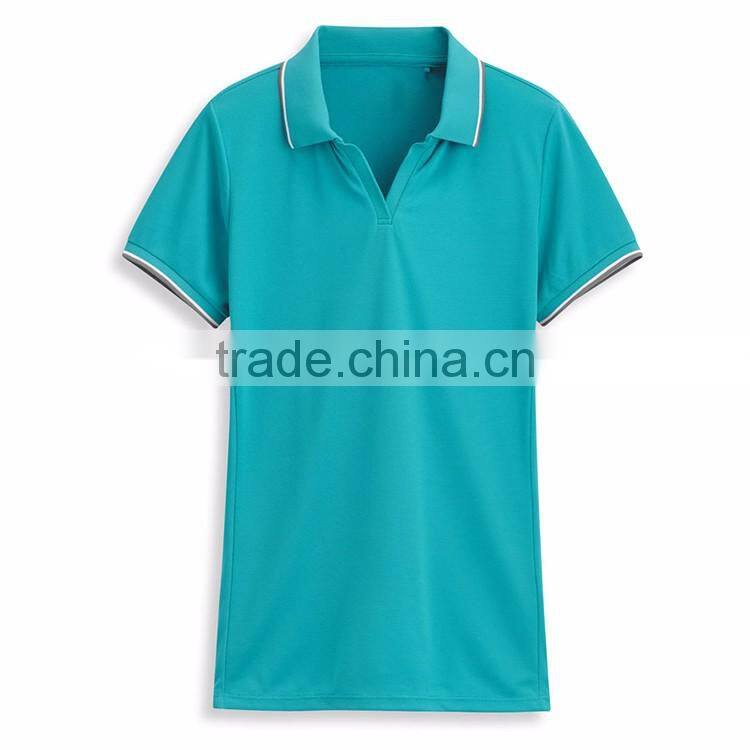 2016 Bulk Cheap Fancy Design Quick Dry Wholesale Women Golf No Button Polo Shirt