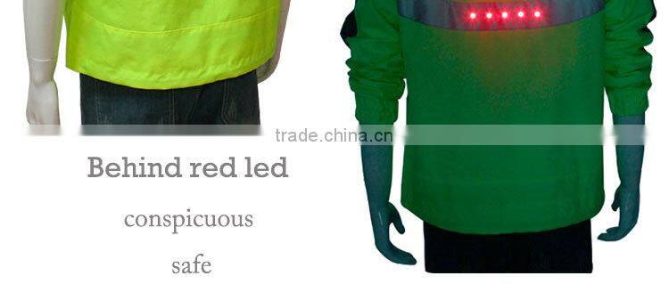 reflective waterproof high visibility winter led removeable hood jacket men
