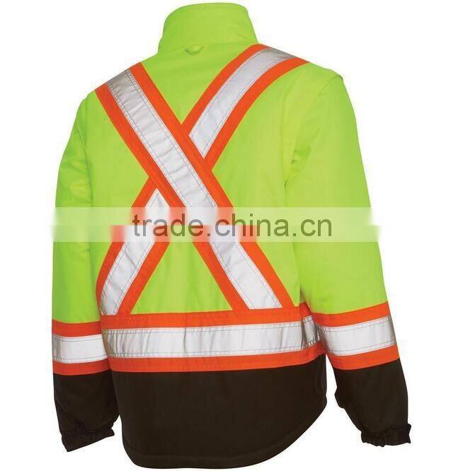 Orange safety jacket reflective protective jacket warm worker hi vis jacket