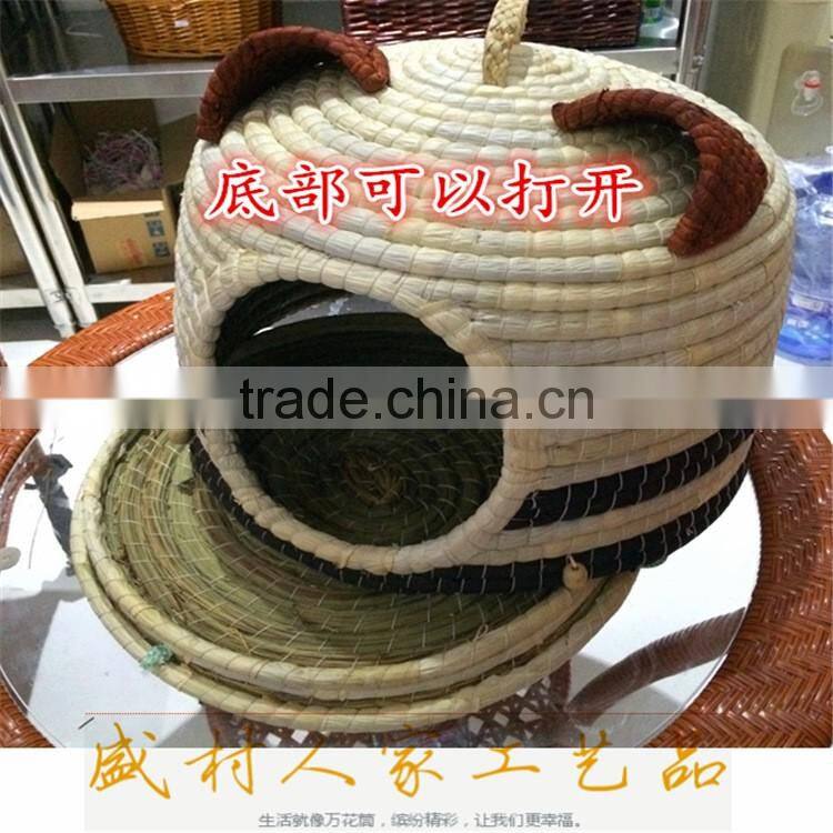 R1904H Home basket crafts Best selling handmade straw pet Cat House , Willow Cat Bed, Straw Pet House