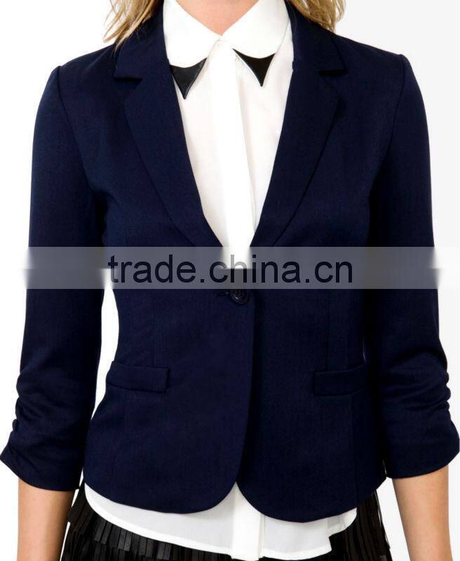 Ruched 3/4 Sleeve Blazer