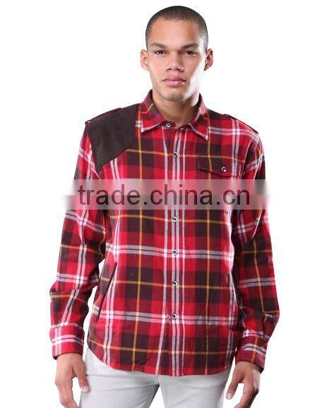 2016 new design men's tartan pattern material flannel shirt