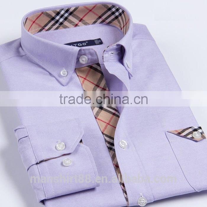 2017 high quality new fashion men button down contrast color oxford dress shirt