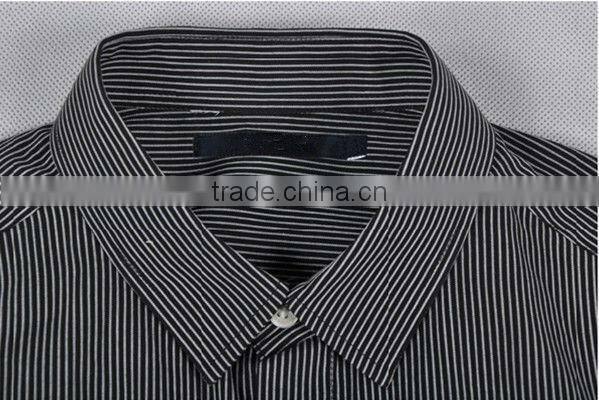 new men's 100% cotton black white striped long sleeve slim fit business shirt