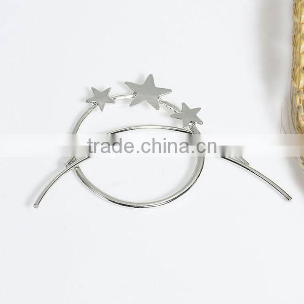 Wholesale Zinc Based Alloy Circle Ring Silver Tone Pentagram Star Wedding Hairpins
