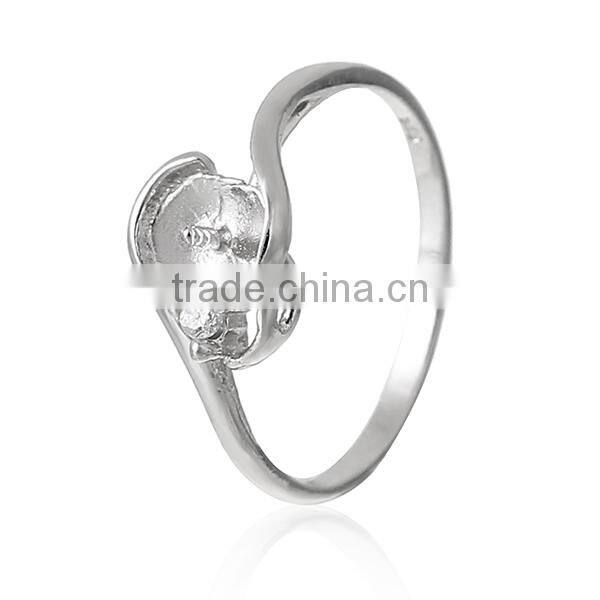 925 Sterling Silver + Clear Rhinestone Rings Finger Ring Findings Silver Cabochon Ring Setting