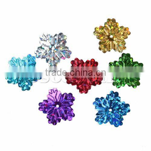 Polyvinylchlorid Sequins Christmas Snowflake At Random 17mm x 16mm,100 Grams