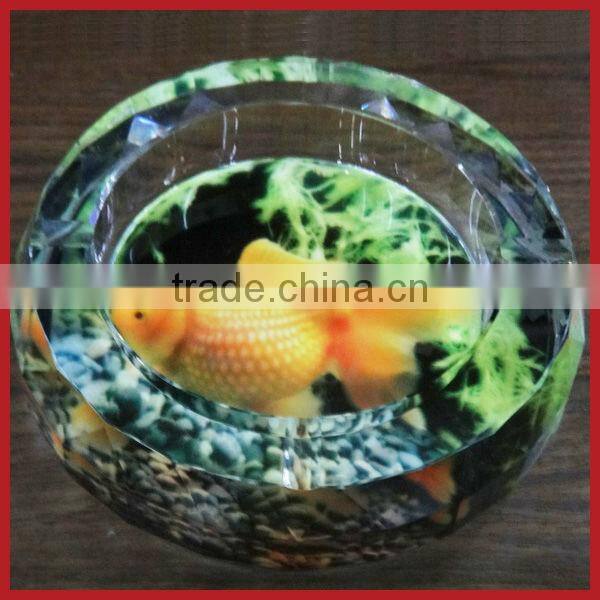 Beautiful Flower Round Crystal Ashtray For Wedding Decoration