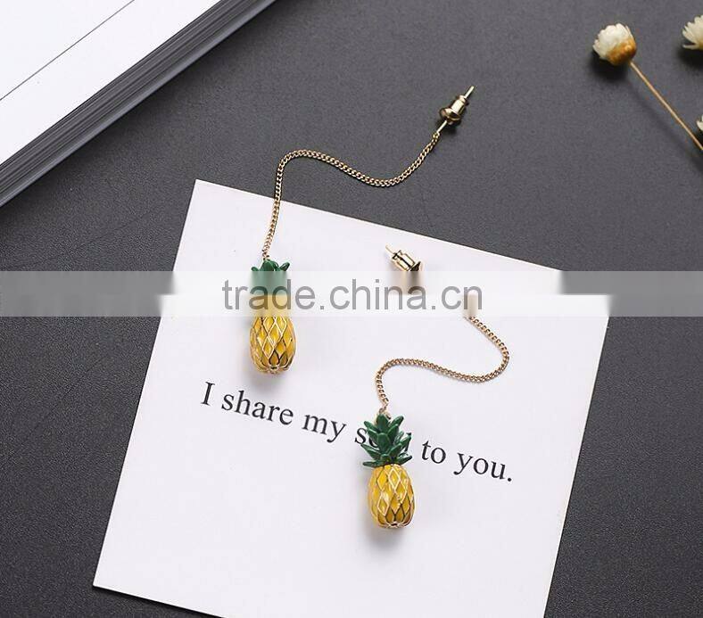 Unique Cute Pineapple Fruit Charm Fashion Earrings Chain Drop Pendant Stud Earrings Gift Earrings for Girls