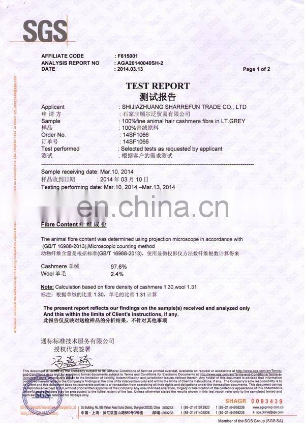 wholesale 100% dehaired cashmere fiber dehaired cashmere tops