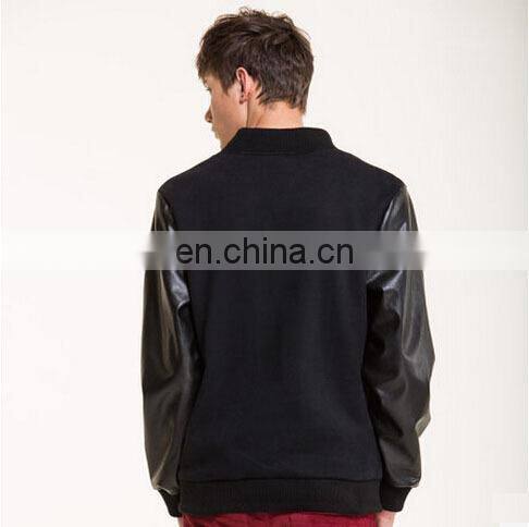 UK Style Casual Mens Black Leather Bomber Jacket