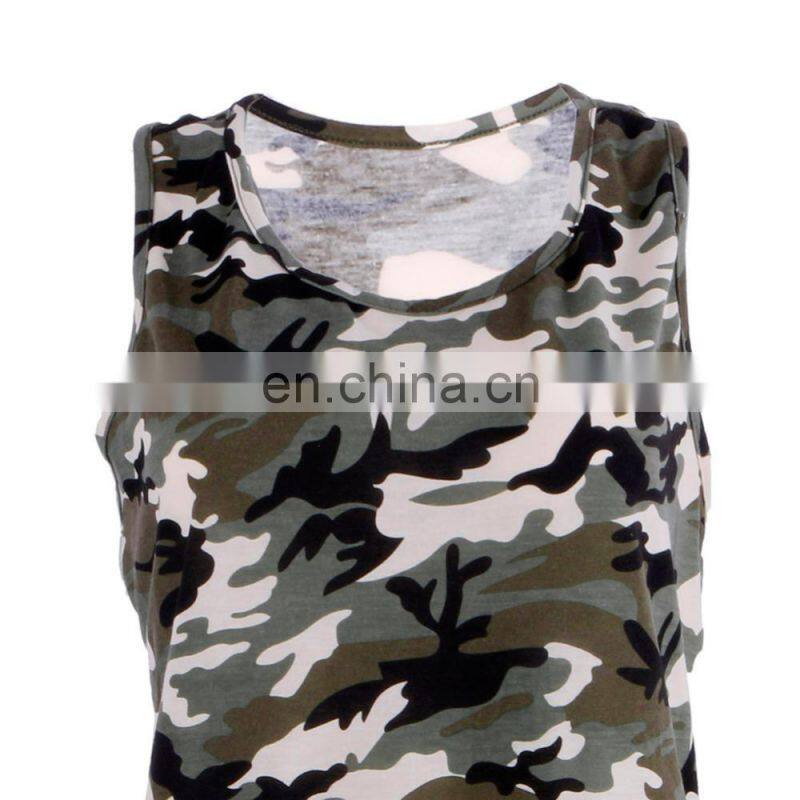 Women Tank Tops Camouflage Wild Round Neck Sleeveless Casual Vest clothing