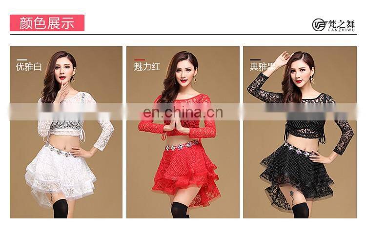 T-5146 France best sales newest Sexy lace hot drill belly dance top and skirt set