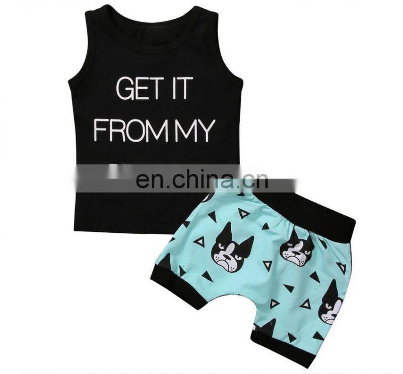 Fashion Children Waistcoat Tops And Short Pants Letter Summer Kids Boy Clothes