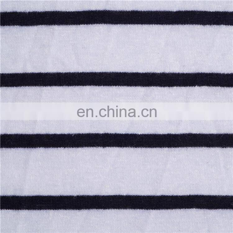 Closeout Linen Polyester Stripe Print Jersey Fabric for apparel