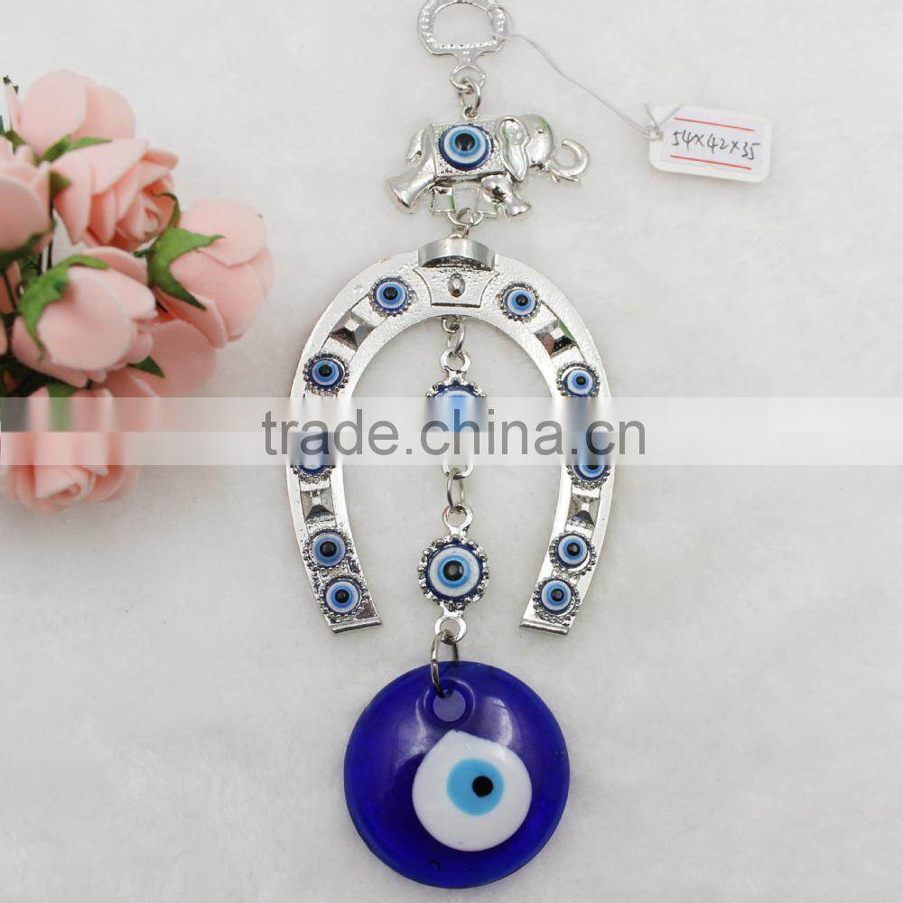 Islamic Horseshoe Pendant Car Hanging With Glass Blue Evil Eye Beads