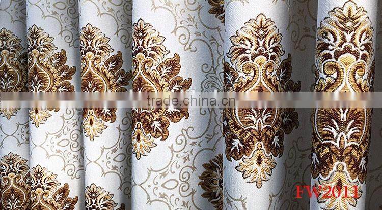 New design European jacquard polyester window curtain with curtain rod
