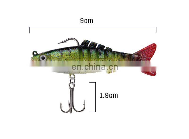 Wholesale 9cm18g 8 Sections Fishing Tackle Bait Fish Bait With Hook Soft Vibe Multi Jointed Lure